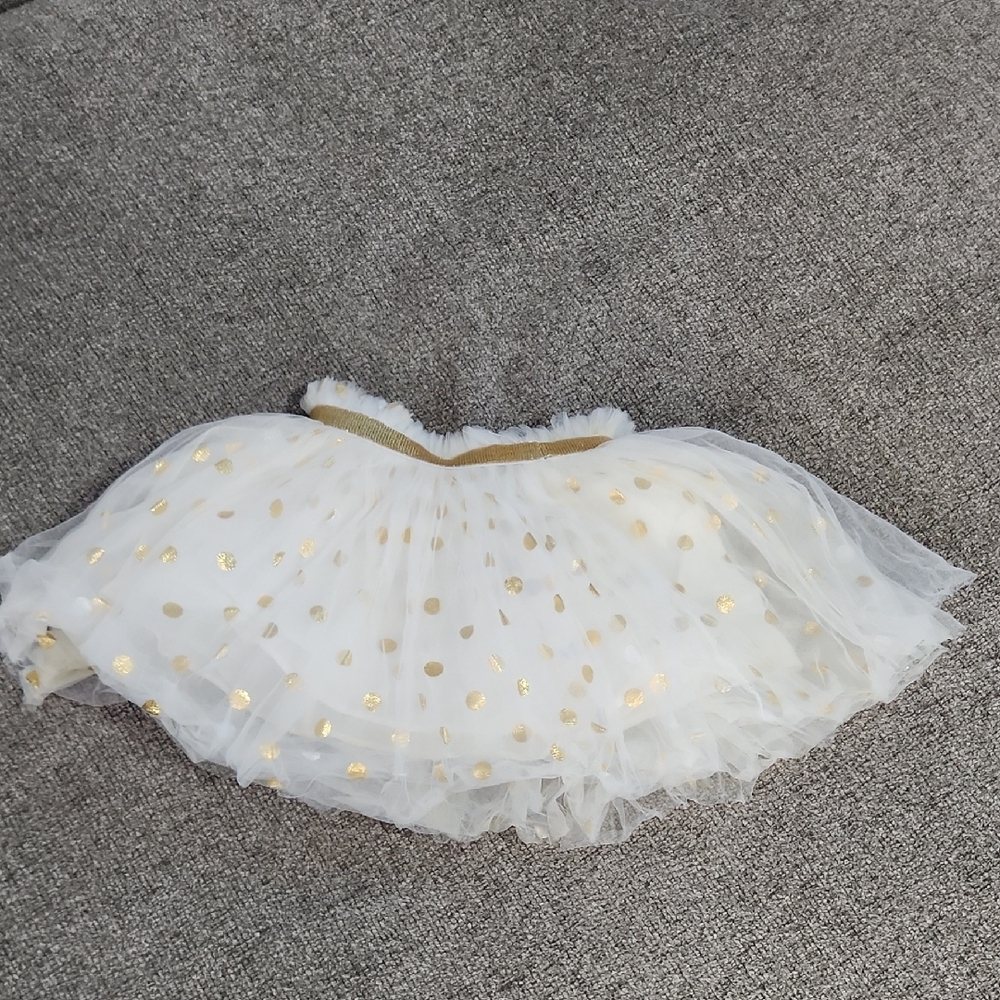 White Tulle Skirt with Gold Polka Dots